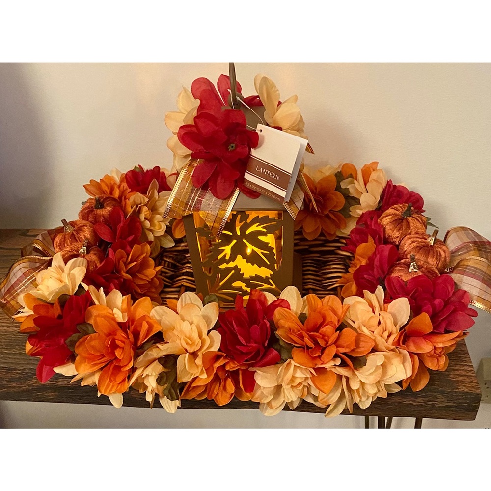 NWT Large Fall Lantern Centerpiece